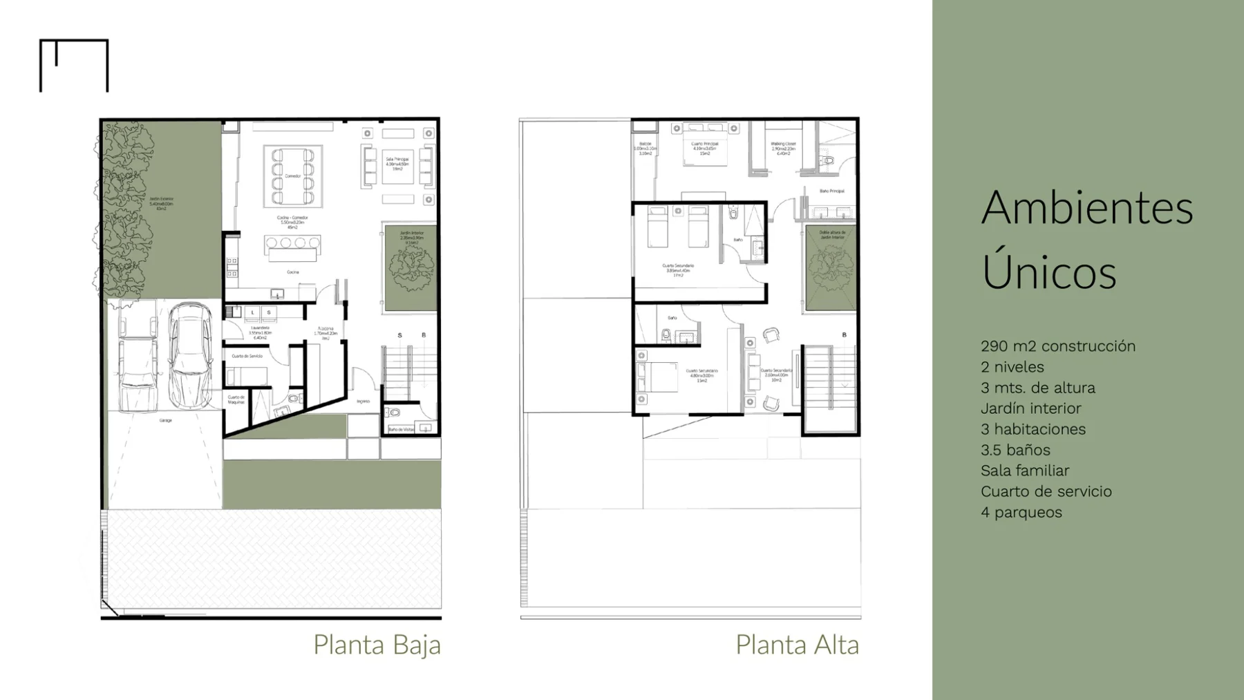 Planos de planta baja y planta alta de Senara